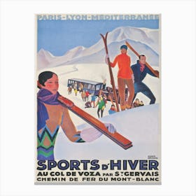 Sports D'Hiver France Vintage Ski Poster Canvas Print