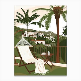 Illustration Of A Balcony With Palm Trees Canvas Print