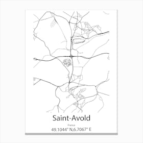 Saint Avold,France Minimalist Map Canvas Print