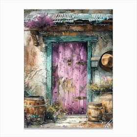 Country Rustic Purple Door Canvas Print