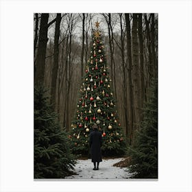 Gothic Christmas Tree In The Forest Canvas Print