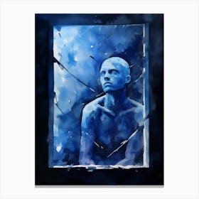 Blue Man In Window Canvas Print