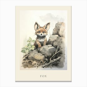 Beatrix Potter Inspired  Animal Watercolour Fox 3 Canvas Print