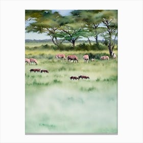 Maasai Mara National Park Kenya Water Colour Poster Canvas Print