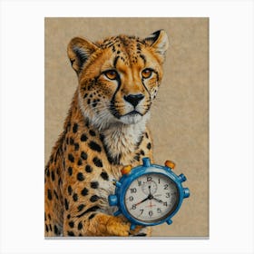 Cheetah Clock Canvas Print