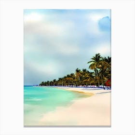 South Beach 3, Miami, Florida Watercolour Canvas Print