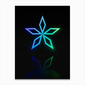 Neon Blue and Green Abstract Geometric Glyph on Black n.0028 Canvas Print