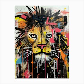 Lion in Basquiat style Canvas Print