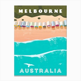 Melbourne, Australia — Retro travel minimalist poster Canvas Print