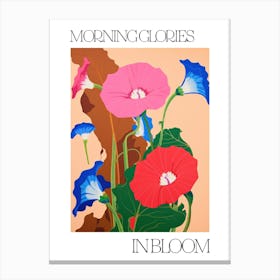 Morning Glories In Bloom Flowers Bold Illustration 1 Canvas Print