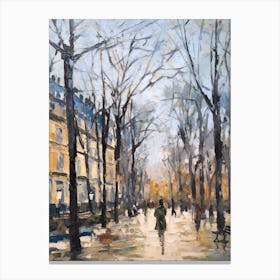 Winter City Park Painting Parc Monceau Paris France 3 Canvas Print