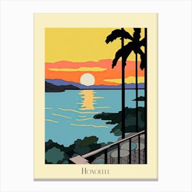 Poster Of Minimal Design Style Of Honolulu Hawaii, Usa 1 Canvas Print