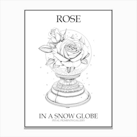 Rose In A Snow Globe Line Drawing 3 Poster Canvas Print