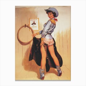 Cowgirl With Chaps, Vintage, Retro Western Aesthetic Canvas Print