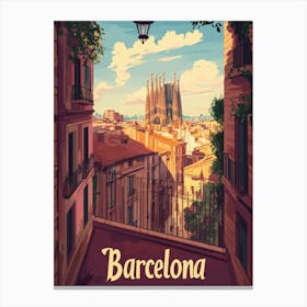 Aihrgdesign A Retro Travel Poster For Barcelona Featuring The 29071277 1a5d 4b43 A83e 548852d0cfdb 3 Canvas Print