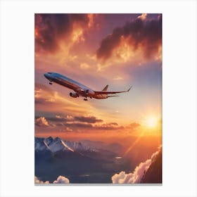Airplane Flying In The Sky - Reimagined 2 Canvas Print