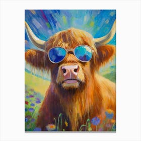 Highland Cow In Sunglasses 1 Canvas Print