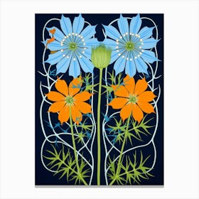 Flower Motif Painting Love In A Mist Nigella 1 Canvas Print