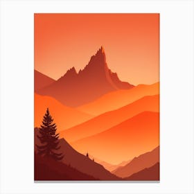 Misty Mountains Vertical Composition In Orange Tone 312 Canvas Print