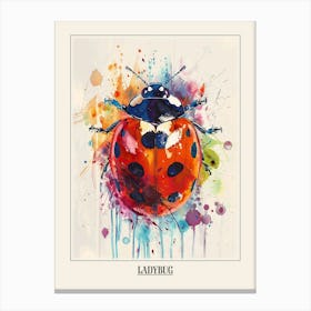 Ladybug Colourful Watercolour 4 Poster Canvas Print