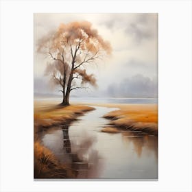 Lone Tree By The River Canvas Print