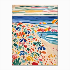 Umbrellas On The Beach Colorful Matisse Canvas Print