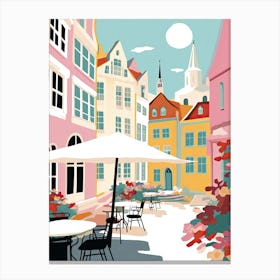 Malmo, Sweden, Flat Pastels Tones Illustration 2 Canvas Print