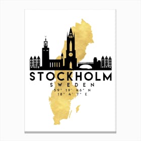 Stockholm Sweden Silhouette City Skyline Map Canvas Print