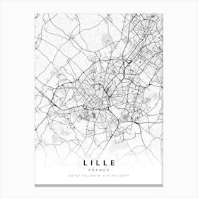 Lille France White Map Canvas Print