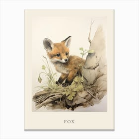 Beatrix Potter Inspired  Animal Watercolour Fox 4 Canvas Print