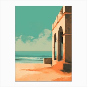 Abstract Illustration Of Hikkaduwa Beach Sri Lanka Orange Hues 1 Canvas Print