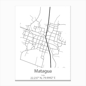 Matagua,Cuba Minimalist Map Canvas Print