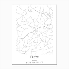 Putte,Belgium Minimalist Map Canvas Print