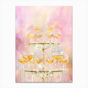 Pink Champagne Flutes Canvas Print