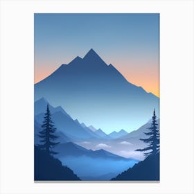 Misty Mountains Vertical Composition In Blue Tone 152 Canvas Print