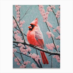 Ohara Koson Inspired Bird Painting Northern Cardinal 3 Canvas Print