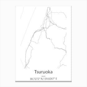 Tsuruoka,Japan Minimalist Map Stampe su tela