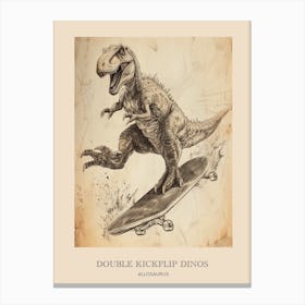 Allosaurus Vintage Dinosaur Poster 1 Canvas Print