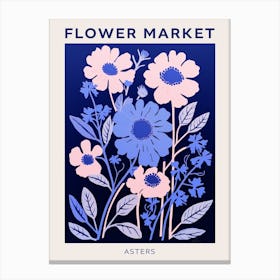Blue Flower Market Poster Asters 6 Canvas Print