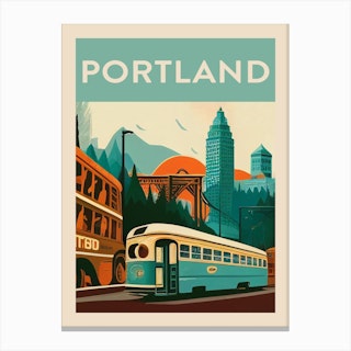 Portland Vintage Travel Poster Canvas Print