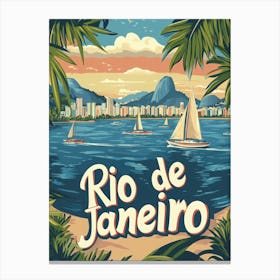 Aihrgdesign A Retro Travel Poster For Rio De Janeiro 1 Canvas Print