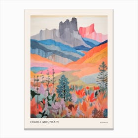 Cradle Mountain Australia 1 Colourful Mountain Illustration Poster Canvas Print