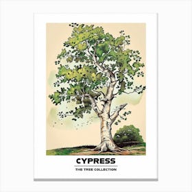 Cypress Tree Storybook Illustration 3 Poster Canvas Print