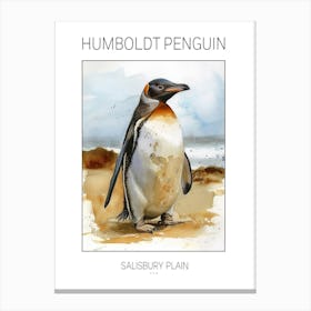 Humboldt Penguin Salisbury Plain Watercolour Painting 2 Poster Canvas Print