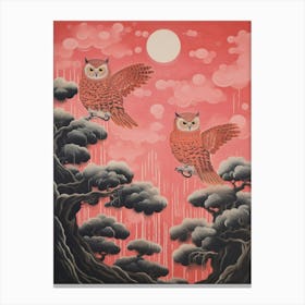 Vintage Japanese Inspired Bird Print Owl 1 Canvas Print