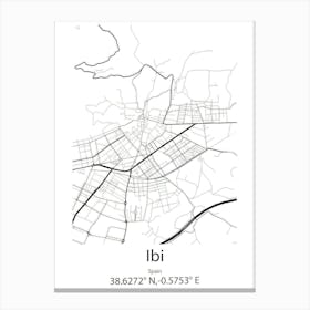 Ibi,Spain Minimalist Map Canvas Print