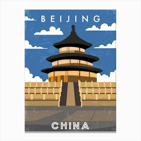 Beijing, China — Retro travel minimalist poster Canvas Print