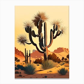 Joshua Trees In Grand Canyon Vintage Botanical Line Drawing  (6) Canvas Print