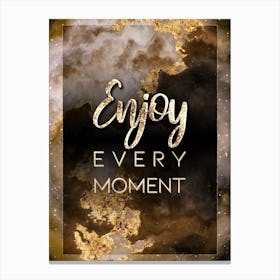 Enjoy Every Moment Gold Star Space Motivational Quote Canvas Print