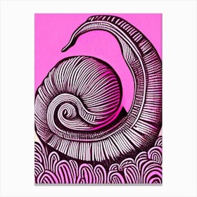 Snail With House On Its Back Linocut Canvas Print